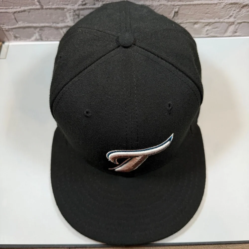 New Era 59FIFTY Hat Mens 7 3/8 Black Tampa Bay Rays Authentic On Field Cap
